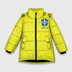 Куртка зимняя для девочки Форма сборной Бразилии ЧМ 2022, цвет: 3D-черный