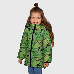 Куртка зимняя для девочки Милитари граффити, цвет: 3D-красный — фото 2