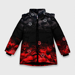 Куртка зимняя для девочки Генезис абстракция и смайлы, цвет: 3D-черный
