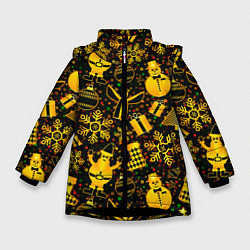 Куртка зимняя для девочки New Year toys, цвет: 3D-черный