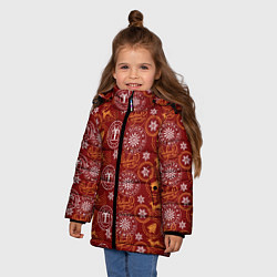 Куртка зимняя для девочки Новогодние печати, цвет: 3D-черный — фото 2
