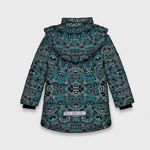 Зимняя куртка для девочки Синий , белый орнамент на черном / 3D-Черный – фото 2