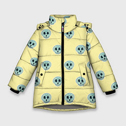Куртка зимняя для девочки Милые зубастые черепочки, цвет: 3D-светло-серый