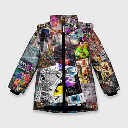 Куртка зимняя для девочки Очень пёстрый арт, цвет: 3D-черный