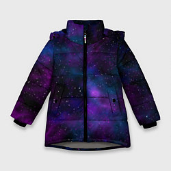Куртка зимняя для девочки Космос с галактиками, цвет: 3D-светло-серый