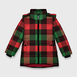 Куртка зимняя для девочки Рождественский тартан, цвет: 3D-красный