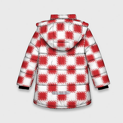 Зимняя куртка для девочки Красно-белый узор / 3D-Светло-серый – фото 2