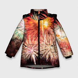 Куртка зимняя для девочки Праздничный феерверк, цвет: 3D-светло-серый