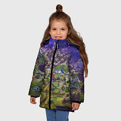 Куртка зимняя для девочки Фортнайт карта, цвет: 3D-красный — фото 2