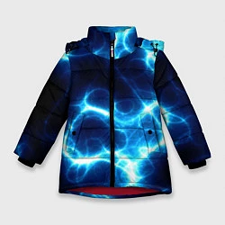 Куртка зимняя для девочки Молния грозовая - электрические разряды, цвет: 3D-красный
