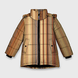 Куртка зимняя для девочки Золотистые и серые линии в геометрии, цвет: 3D-черный