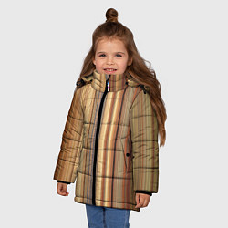 Куртка зимняя для девочки Золотистые и серые линии в геометрии, цвет: 3D-черный — фото 2