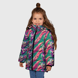 Куртка зимняя для девочки Паттерн кристальные сердца, цвет: 3D-светло-серый — фото 2
