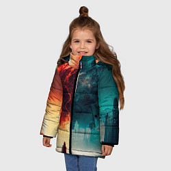 Куртка зимняя для девочки Параллельные вселенные, цвет: 3D-черный — фото 2