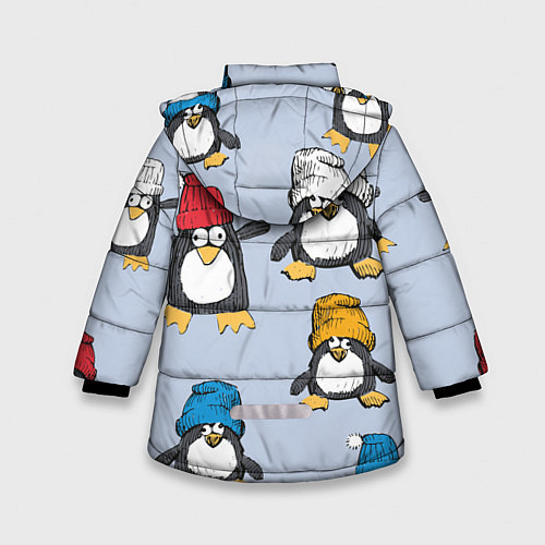Зимняя куртка для девочки Смешные пингвины / 3D-Красный – фото 2