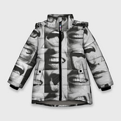 Куртка зимняя для девочки Принт с частью лица, цвет: 3D-светло-серый