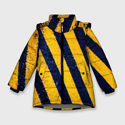 Куртка зимняя для девочки Предупреждающие полосы на асфальте, цвет: 3D-светло-серый