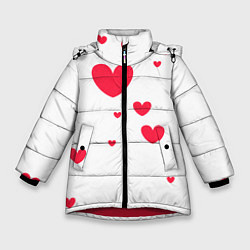 Куртка зимняя для девочки Много красных сердец, цвет: 3D-красный