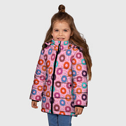Куртка зимняя для девочки Вкусные пончики, цвет: 3D-черный — фото 2