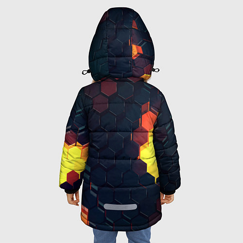 Зимняя куртка для девочки Оранжевый питон / 3D-Светло-серый – фото 4