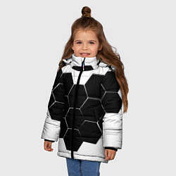 Куртка зимняя для девочки Абстракция текстура соты, цвет: 3D-черный — фото 2