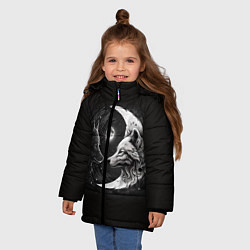 Куртка зимняя для девочки Волки инь-янь луна, цвет: 3D-светло-серый — фото 2
