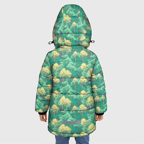 Зимняя куртка для девочки Камуфляж деревья двуцветный / 3D-Светло-серый – фото 4