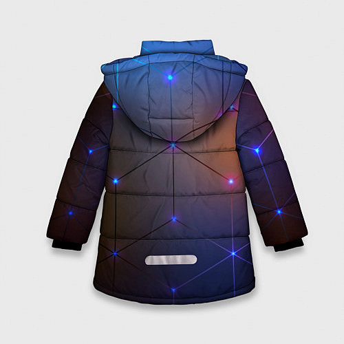 Зимняя куртка для девочки Космические треугольники / 3D-Красный – фото 2