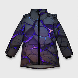 Куртка зимняя для девочки Светящаяся неоновая лава, цвет: 3D-светло-серый