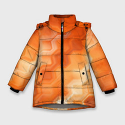 Куртка зимняя для девочки Золотисто-оранжевый туманный паттерн, цвет: 3D-светло-серый