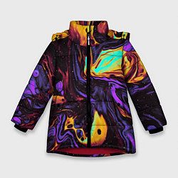 Куртка зимняя для девочки Космический всплеск, цвет: 3D-красный