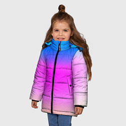 Куртка зимняя для девочки Неоновые краски космоса, цвет: 3D-красный — фото 2