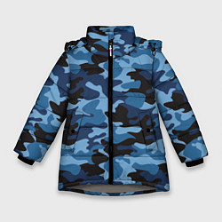 Куртка зимняя для девочки Сине-черный камуфляж, цвет: 3D-светло-серый