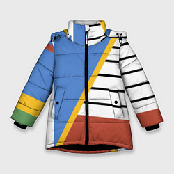 Куртка зимняя для девочки Винтаж - 70-е - спортивный стиль, цвет: 3D-черный