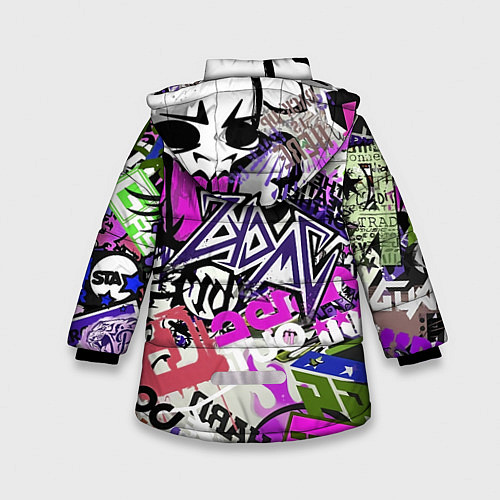 Зимняя куртка для девочки Рок тематика / 3D-Красный – фото 2