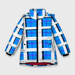 Куртка зимняя для девочки Синяя клетка, цвет: 3D-красный