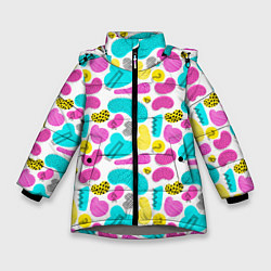 Куртка зимняя для девочки Geometric pattern, цвет: 3D-светло-серый