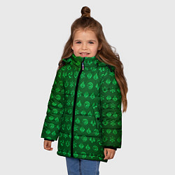 Куртка зимняя для девочки Паттерн элементали под дендро, цвет: 3D-черный — фото 2