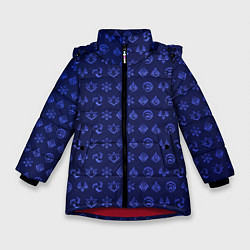 Куртка зимняя для девочки Паттерн элементали под гидро, цвет: 3D-красный