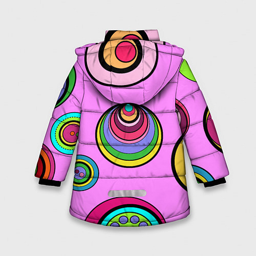 Зимняя куртка для девочки Разноцветные круги / 3D-Красный – фото 2