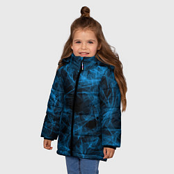 Куртка зимняя для девочки Синий дым текстура, цвет: 3D-черный — фото 2