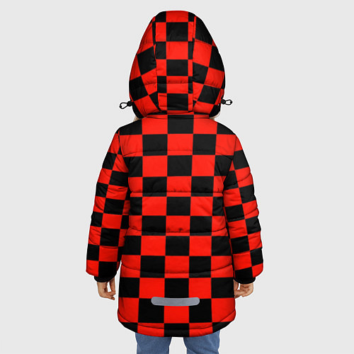 Зимняя куртка для девочки Красный квадрат / 3D-Светло-серый – фото 4
