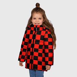 Куртка зимняя для девочки Красный квадрат, цвет: 3D-светло-серый — фото 2