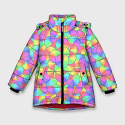 Куртка зимняя для девочки Круг спектр, цвет: 3D-красный
