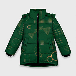 Куртка зимняя для девочки Memphis Узор из треугольников кругов и точек, цвет: 3D-черный
