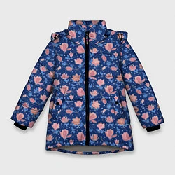 Куртка зимняя для девочки Магнолии в космосе, цвет: 3D-светло-серый