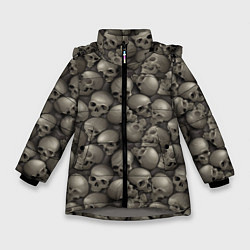 Куртка зимняя для девочки Стена черепов, цвет: 3D-светло-серый