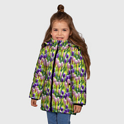 Куртка зимняя для девочки Весенние крокусы, цвет: 3D-светло-серый — фото 2