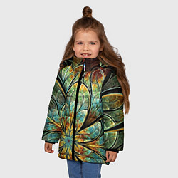 Куртка зимняя для девочки Изумрудны цветок, цвет: 3D-черный — фото 2