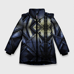 Куртка зимняя для девочки Металлический калейдоскоп, цвет: 3D-черный
